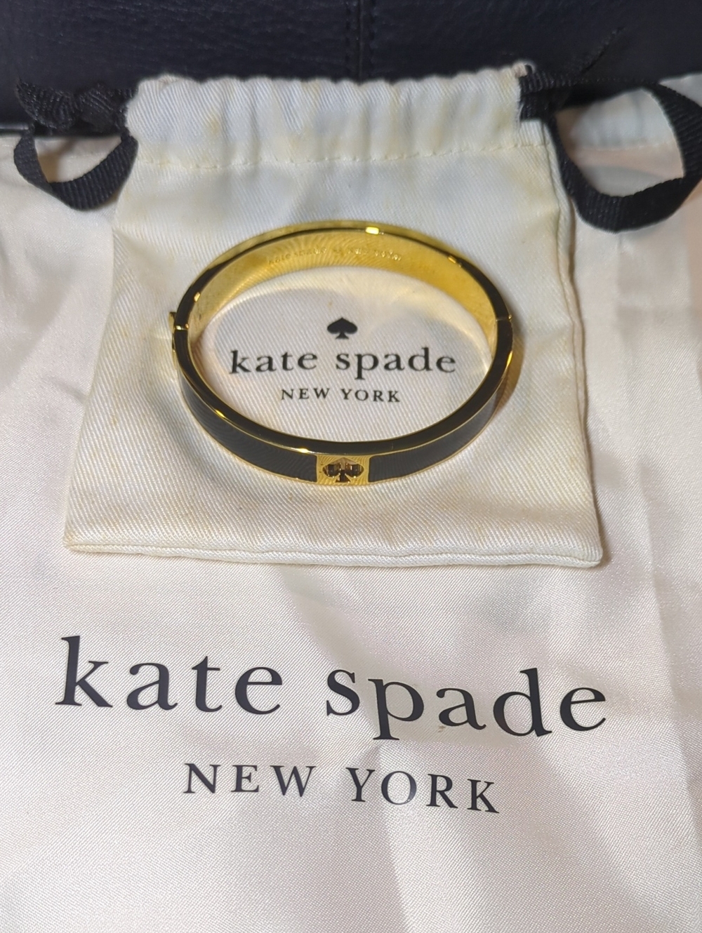 Kate Spade Pebbled Leather Midnight Blue Hobo Shoulder Bag & Kate Spade Bracelet - Picture 11 of 12